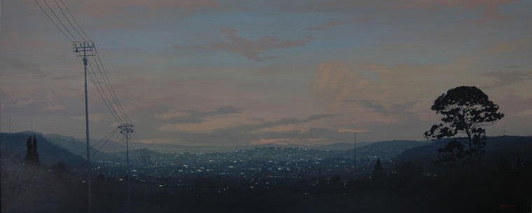 Outskirts Hill view II, 2009, Acrylic on board