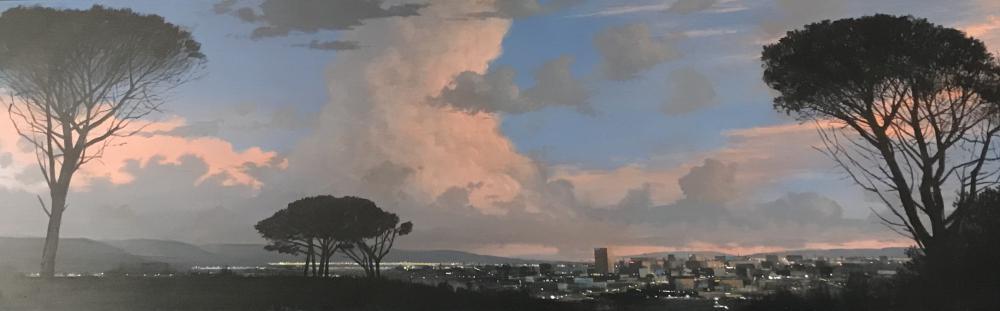 MJ Lourens, Outskirts, 2020, Acrylic on board, 50 × 180 cm