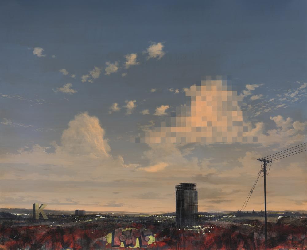 MJ Lourens, The fall of apathy II, 2018, Acrylic on board, 180 × 220 cm