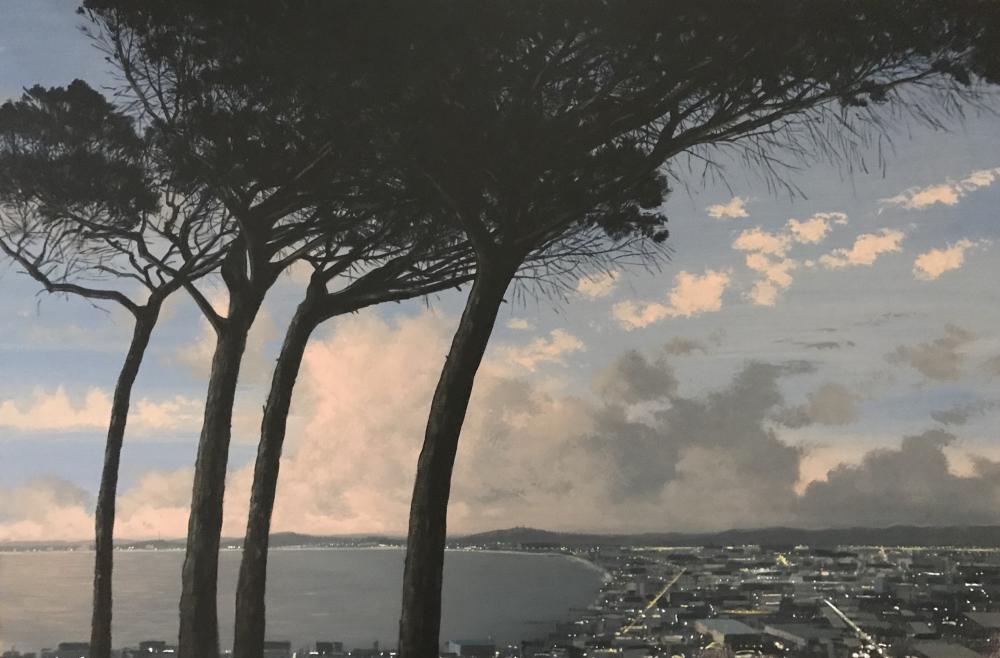 MJ Lourens, View of the bay, 2020, Acrylic on board, 70 × 90 cm