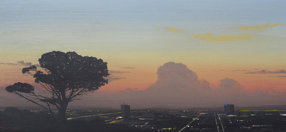 MJ Lourens, ​Night watch / Nag wag, 2014, Acrylic on board, ​​​30 x 80cm