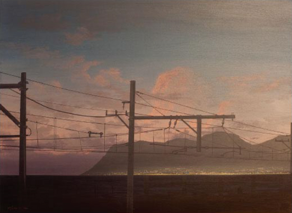 En route Simonstown, 2012, Acrylic on board, 35 x 75 cm