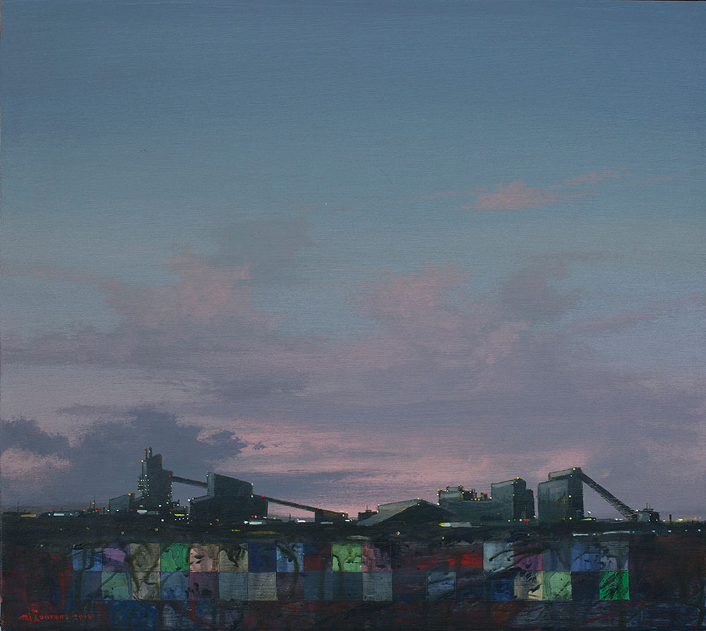 MJ Lourens, ​​Industria II, 2015, Acrylic on board, 40 x 45cm