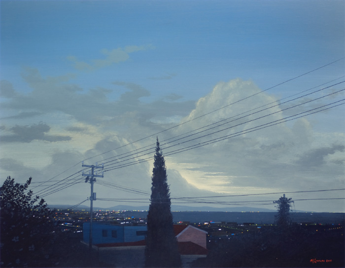Bay View from a Balcony, 2011, Acrylic on board, 70 x 90cm
